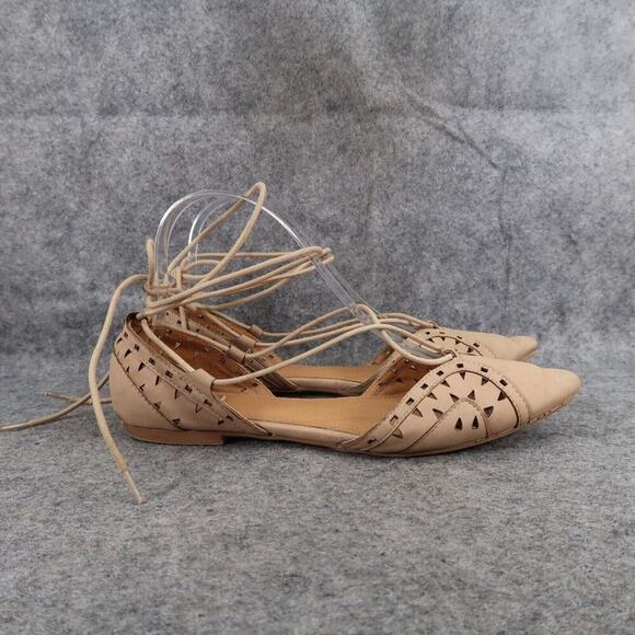 MIA Shoes Womens 7.5 Flats Norine Ankle Tie D'Orsay Cutout Fashion Almond Toe - Picture 2 of 15